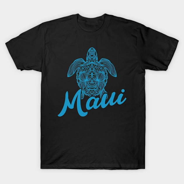 Aloha Maui Hawaiian Island Surfing Tropical Turtle Vacation T-Shirt by Jas-Kei Designs